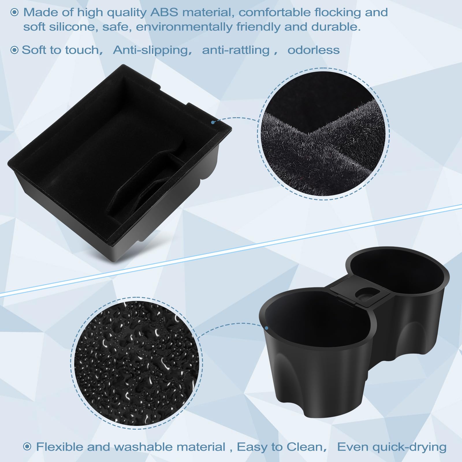 Organisateur Console Centrale Pour Tesla Model S (2012-2016) - Boîte Rangement ABS Avec Porte-gobelets Silicone