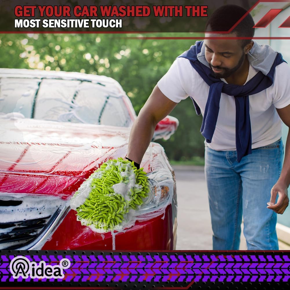 Premium Microfiber Car Wash Mitts - Scratch-Free, Lint-Free, 2-Pack