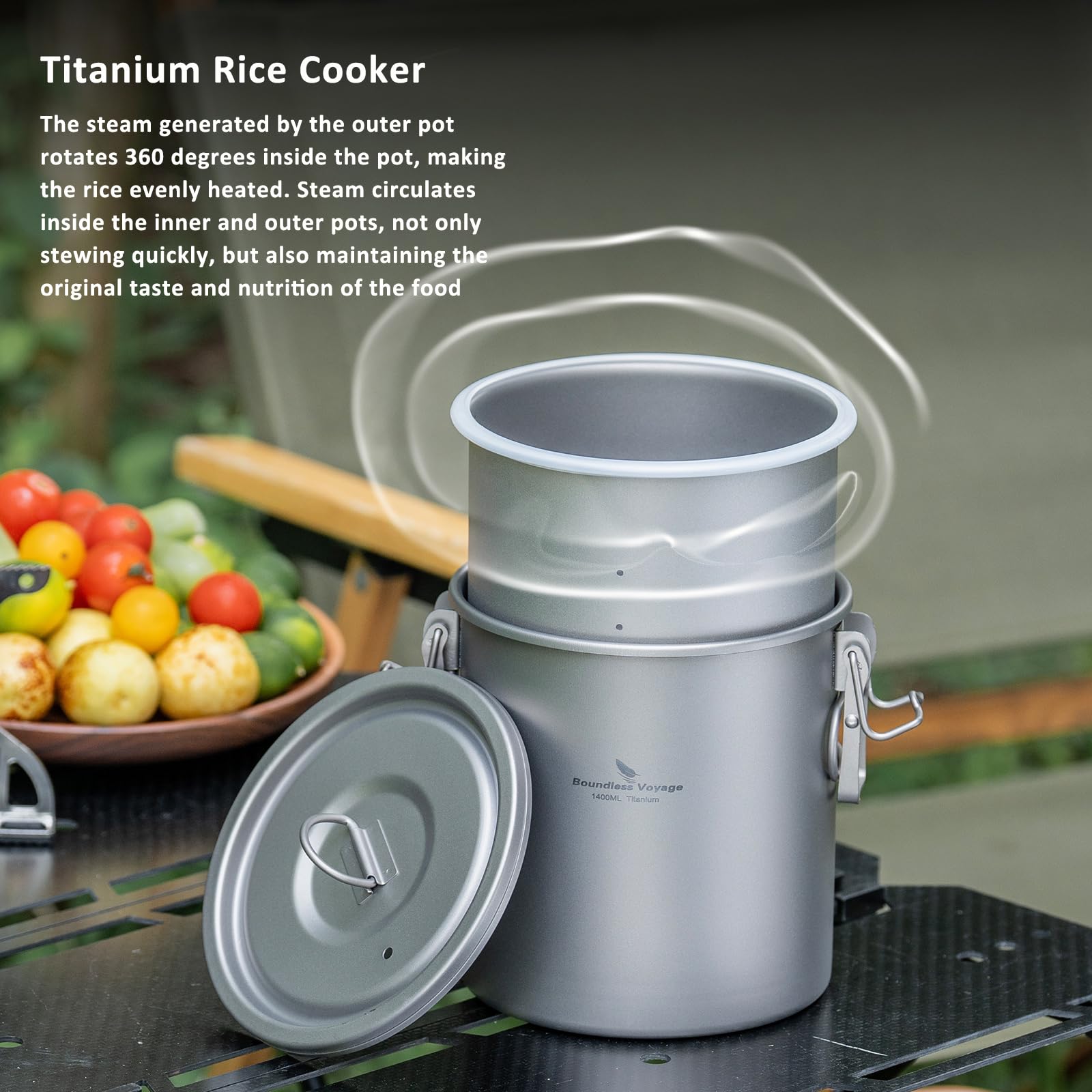Boundless Voyage Titan Ti-2093-C Casserole multifonction pour la cuisine, la randonnée, le pique-nique