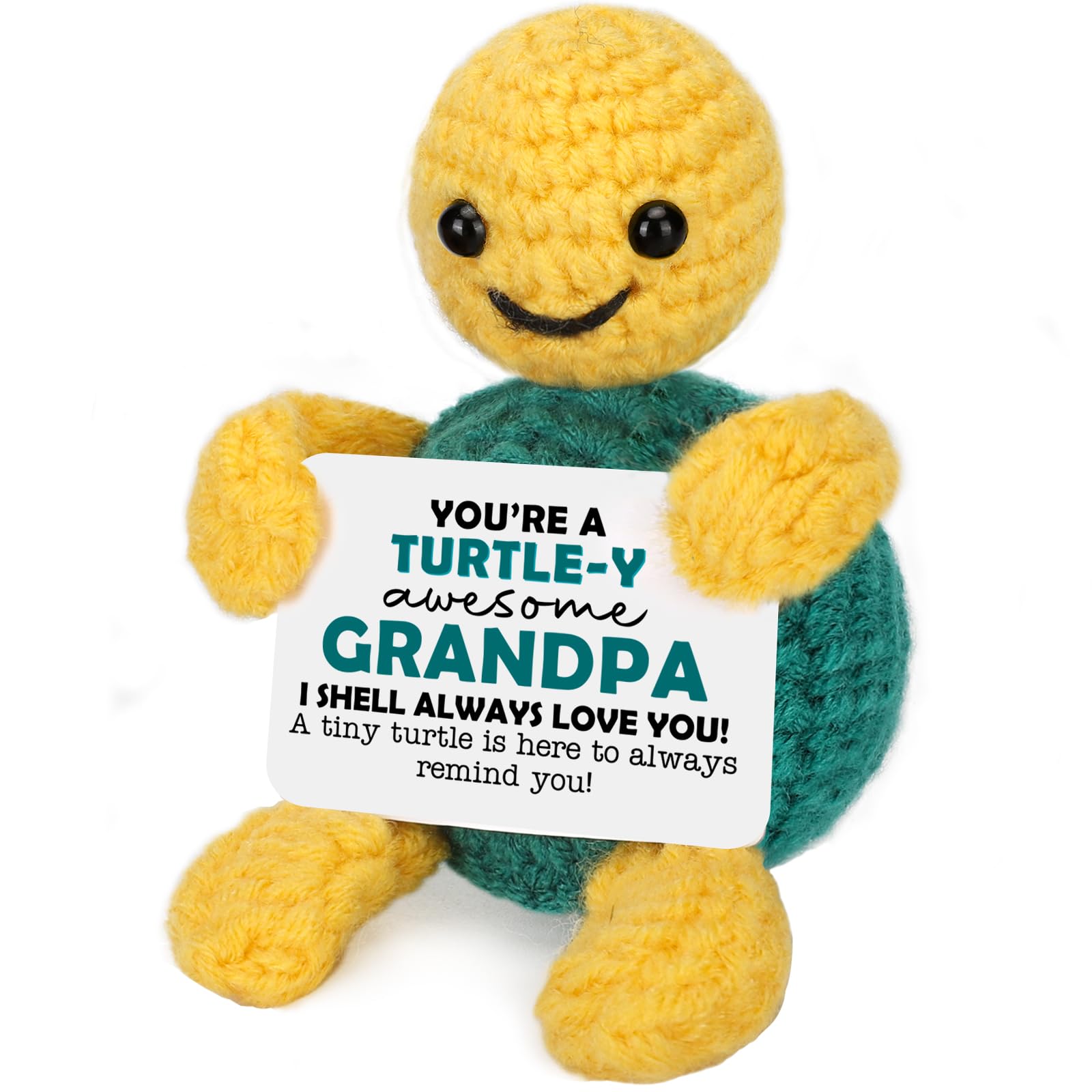 Funny Christmas Turtle Grandpa Gifts from Grandkids, Fathers Day Birthday Gifts for Grandfather, I Love You Retirement Granddad Present from Granddaughter Grandson, Small Cute Crochet for Men