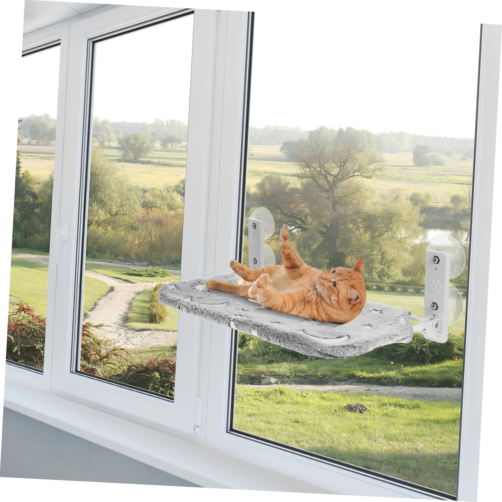 TOYANDONA Hamac de Fenêtre pour Chat, Lit Pliable en Peluche, Motif Étoiles Lumineuses, sans Fil, pour Intérieur, Siège Confortable