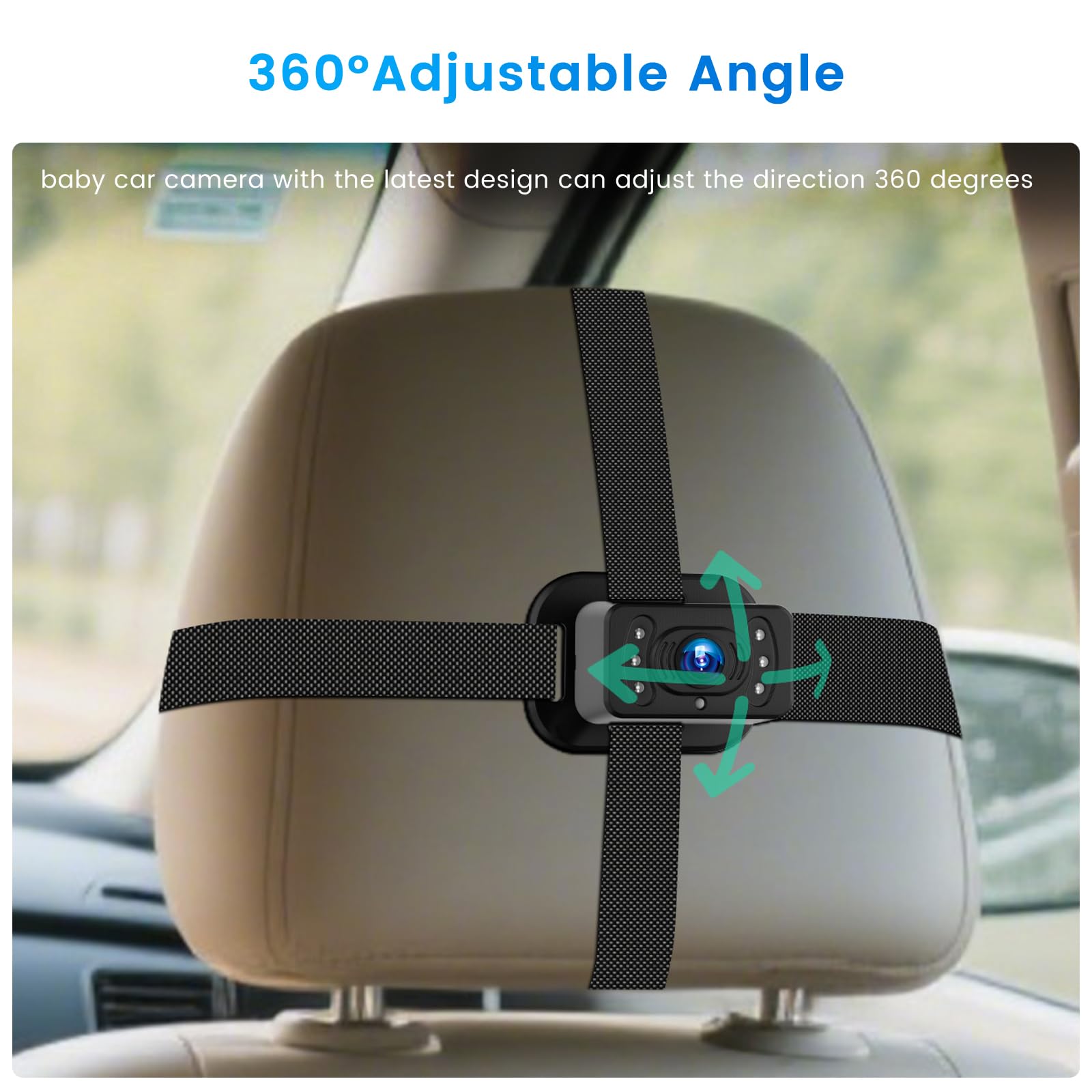 Inefala Telecamera per Auto per 2 Bambini, Schermo Diviso 6,86 Pollici Schermo IPS HD con Doppia Telecamera, Visione Notturna IR e Rotazione a 360°, Facile Installazione, Compatibile con Tutte Le Auto