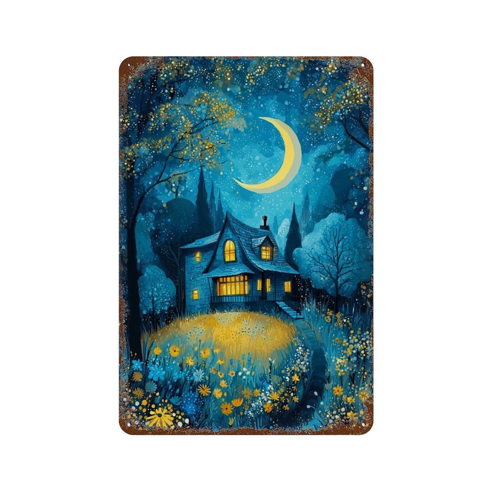 Enchanted Forest Cottage -1 Decorative Tin Sign 11.8"x7.9", Vintage Wall Decor for Basement, Hobby Room And Garage Decor
