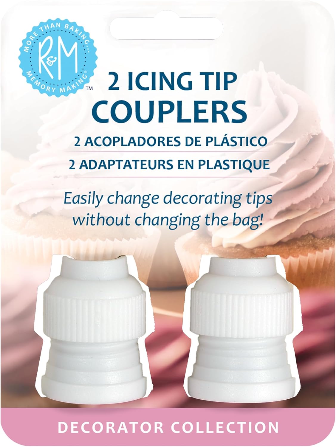 CybrTrayd RM-2766 2 Piece R&M Icing Tip Coupler Set, White