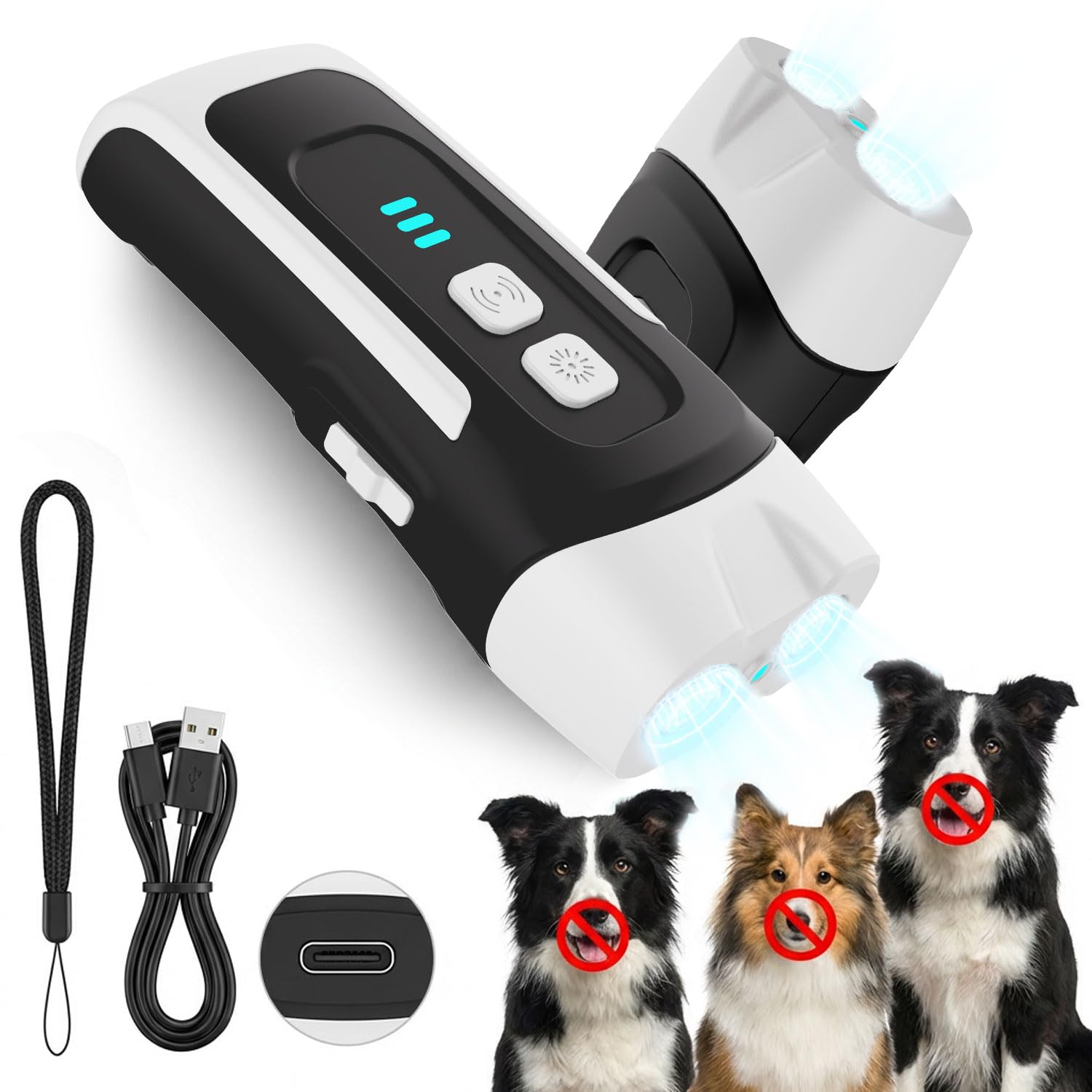 Dispositif Anti-aboiement et Silencieux pour Chien Voisin à 3 Niveaux, Dispositif Anti-aboiement, dispositifs d'arrêt d'écorce à ultrasons, contrôle des aboiements de Chien, dissuasif extérieur des