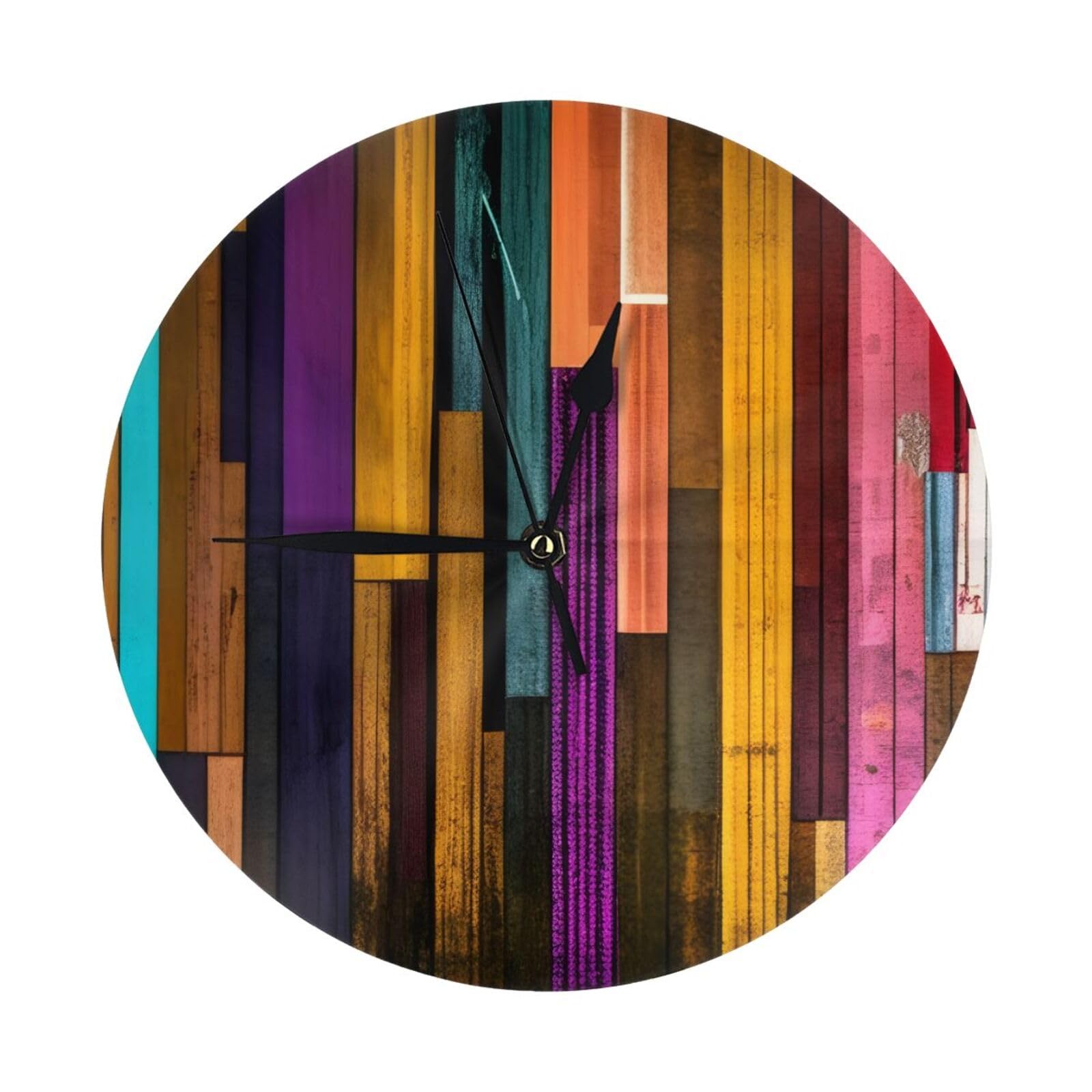 Horloge murale ronde en bois coloré pour égayer le salon et la cuisine