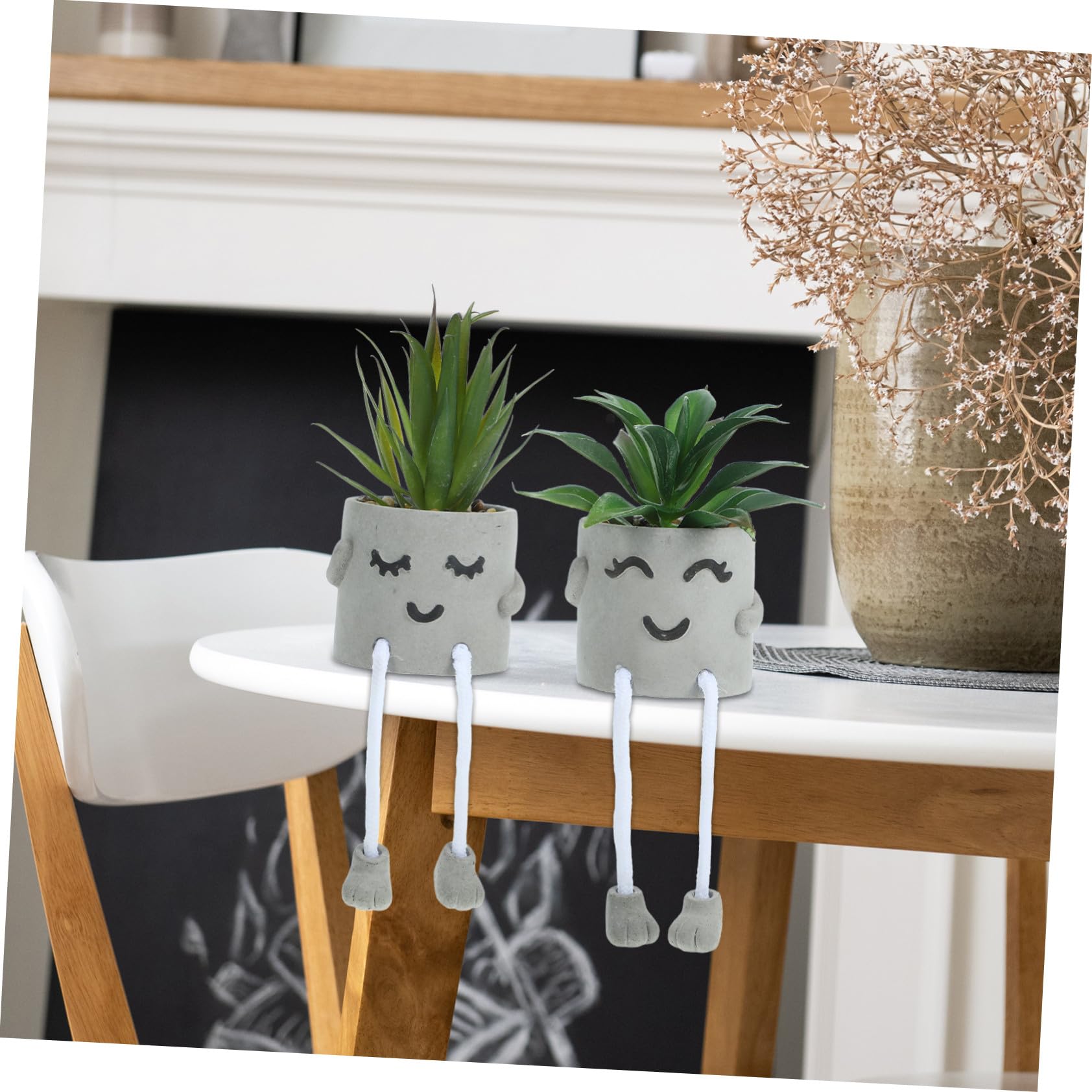 POPETPOP 2piezas Suculentas Artificiales Pequeñas Diseño de Patas Largas Bonsáis Falsos Maceta Decoración de Escritorio para Oficina Apariencia Adorable de Suculentas Simuladas