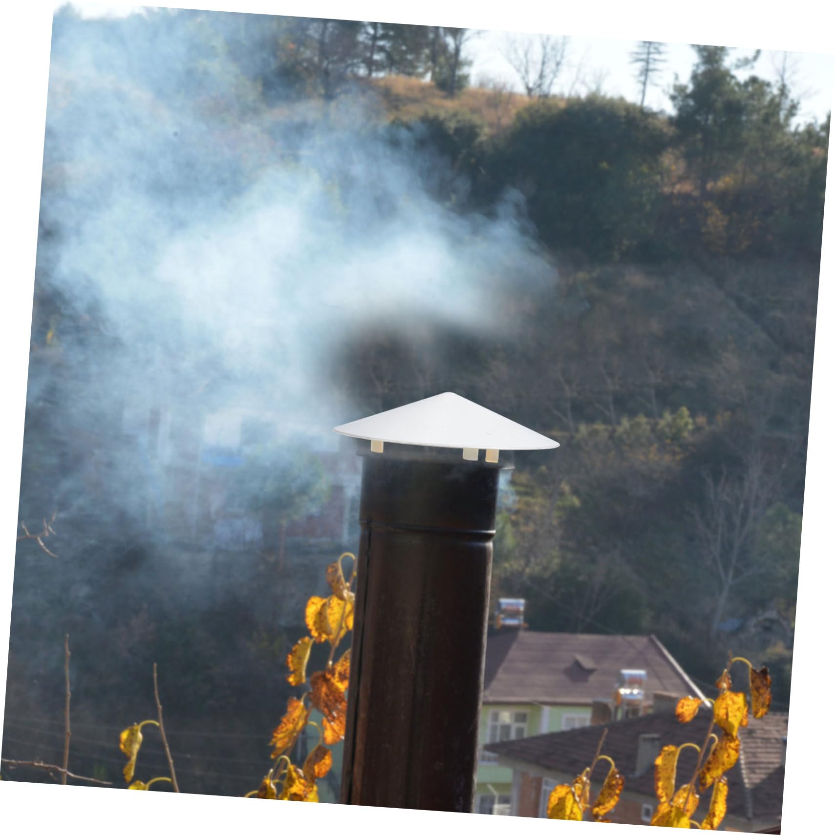 HOMSFOU Cubierta Para Chimenea y Ventilación De Techo, Pvc Ignífugo Resistente Lluvia, Diseño Tipo Paraguas 110-160 Mm, Accesorio Para Conductos, Uso Exterior Todo Año