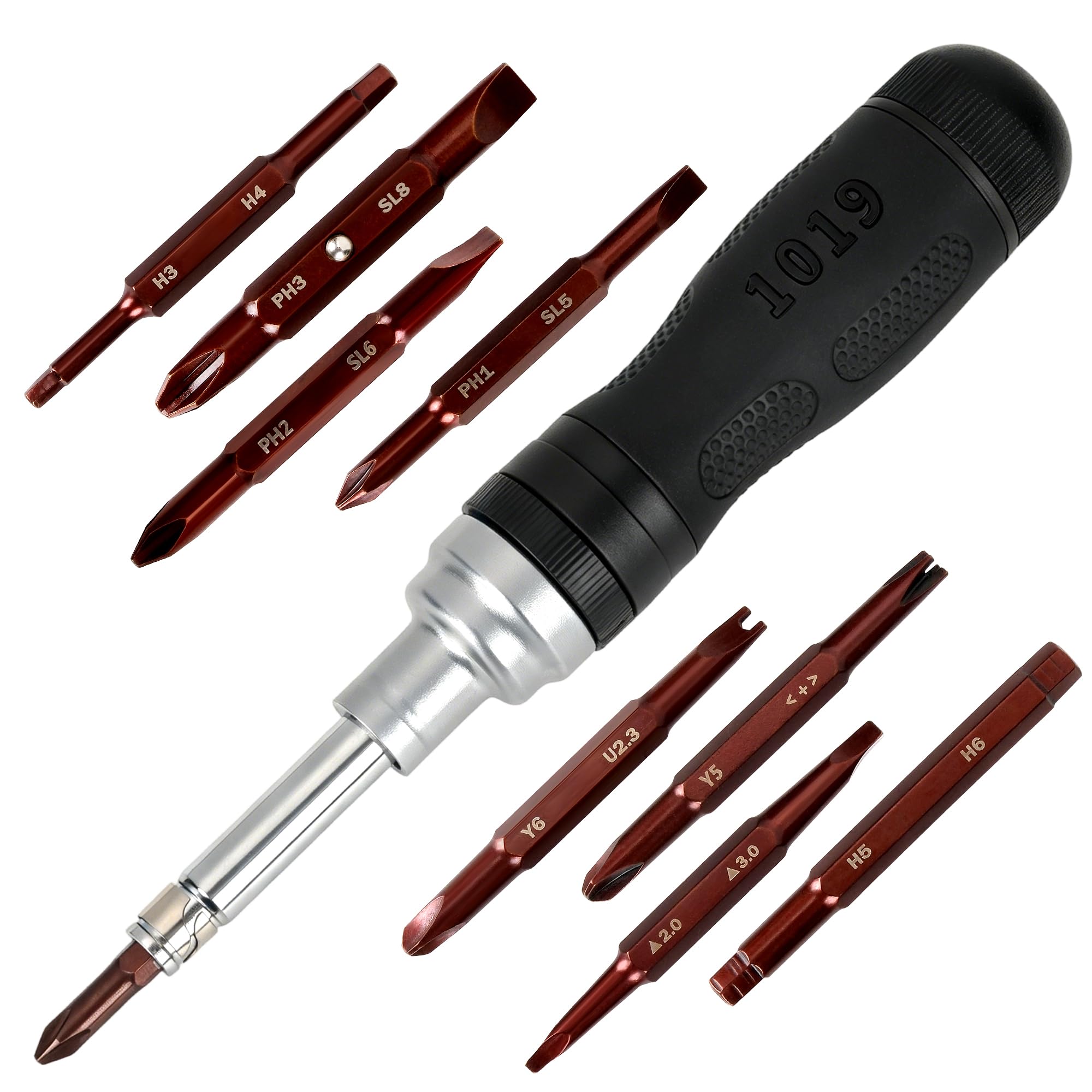 19-in-1 Ratcheting Screwdriver Set - Magnetic & Yellow -9