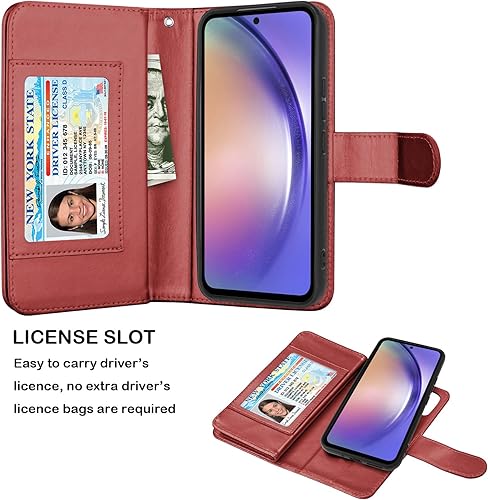 Miniatura 3 de Njjex Funda tipo cartera para Samsung Galaxy A54 5G, 9 ranuras para tarjetas funda de piel sintética para tarjetas de crédito de identificación con