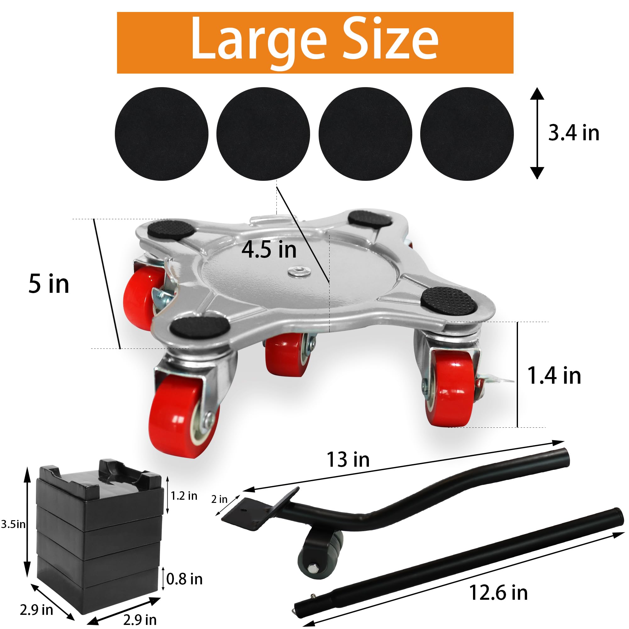 Angel Sar 360 Degree Steel Tri-Dolly 3 Wheels Furniture Mover, Per