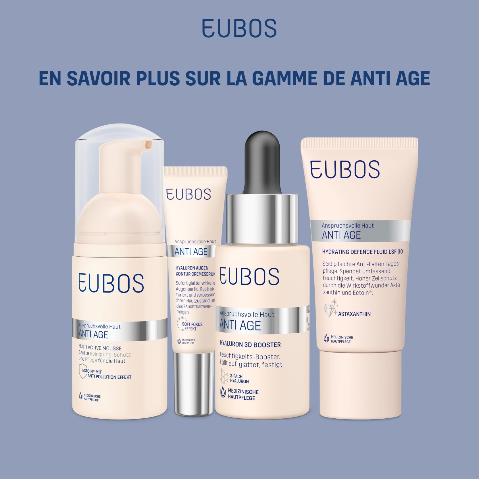 EUBOS | ANTI ÂGE | Fluide Défense Hydratante SPF 30 – Crème Visage Anti-Âge à l’Astaxanthine & Hyaluron | Hydratation 72h & Protection Cellulaire | Anti-UV & Radicaux Libres | 50 ml
