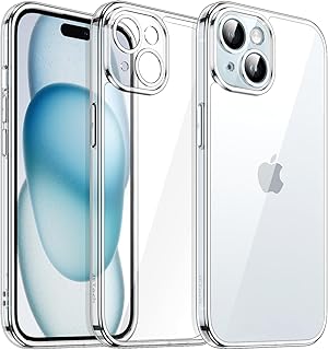 JETech Capa para iPhone 15 6,1 Polegadas, Case Protetora Anti-Amarelamento para Celular à Prova de Choque, Proteção Total da Lente da Câmera, Parte Traseira Transparente Anti-Riscos (Claro)