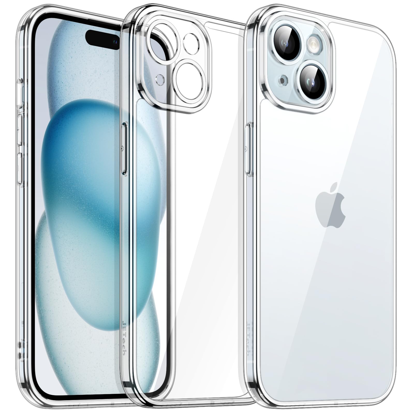 JETech Case for iPhone 15 6.1-Inch, Non-Yellowing Shockproof Phone Bumper Cover, Camera Lens Full Protection, Anti-Scratch Clear Back (Clear)