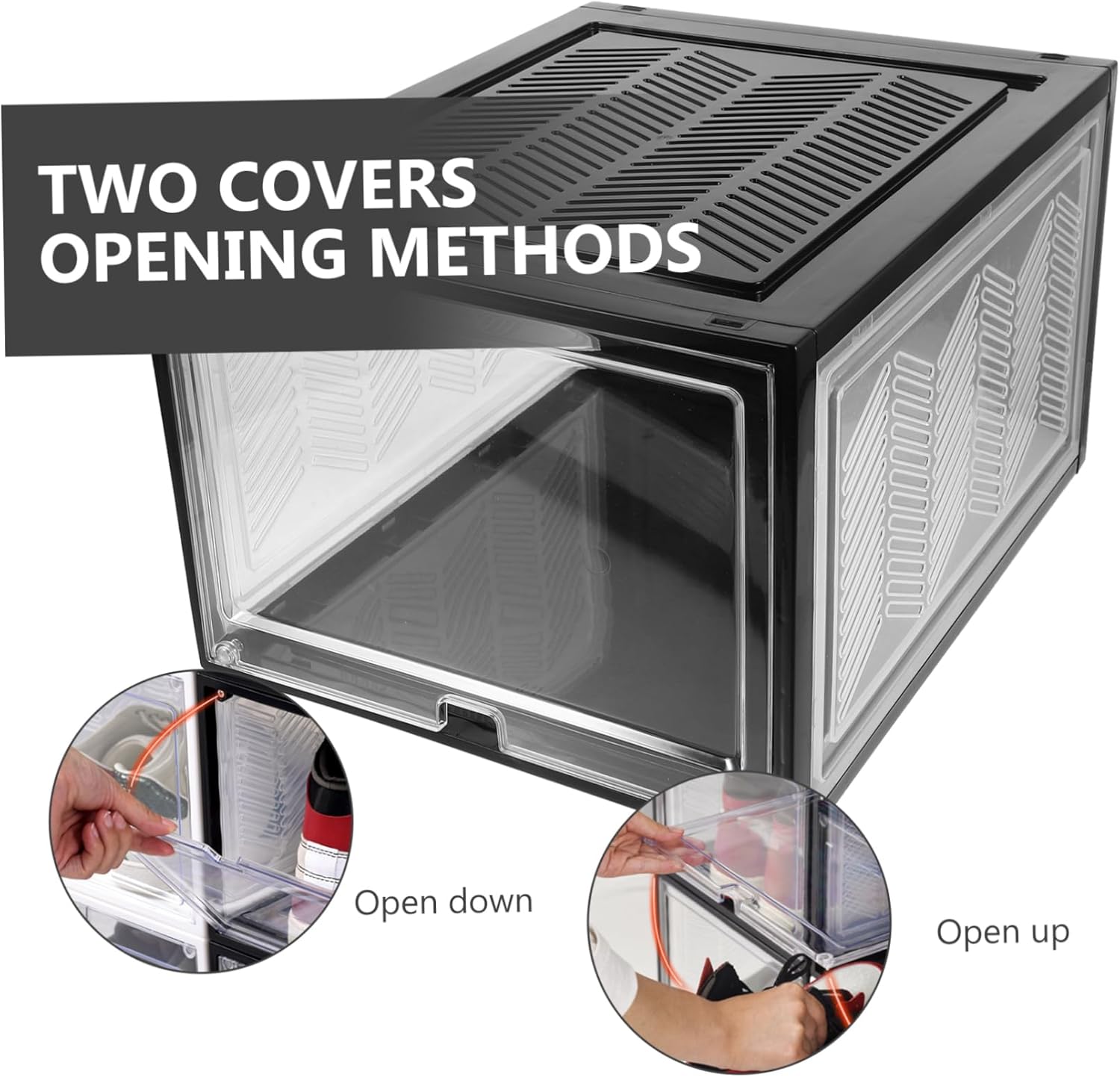 GLEAVI 2pcs Thickened Dustproof Shoe Storage Box Stackable Shoe Organizer for Cabinets for Home Space Saving Design