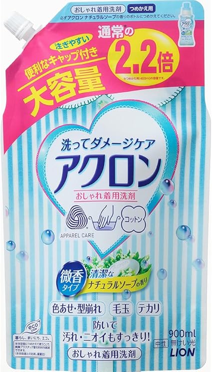 Amazon 大容量 アクロン おしゃれ着洗剤 ナチュラルソープの香り 詰め替え 900ml アクロン おしゃれ着洗剤