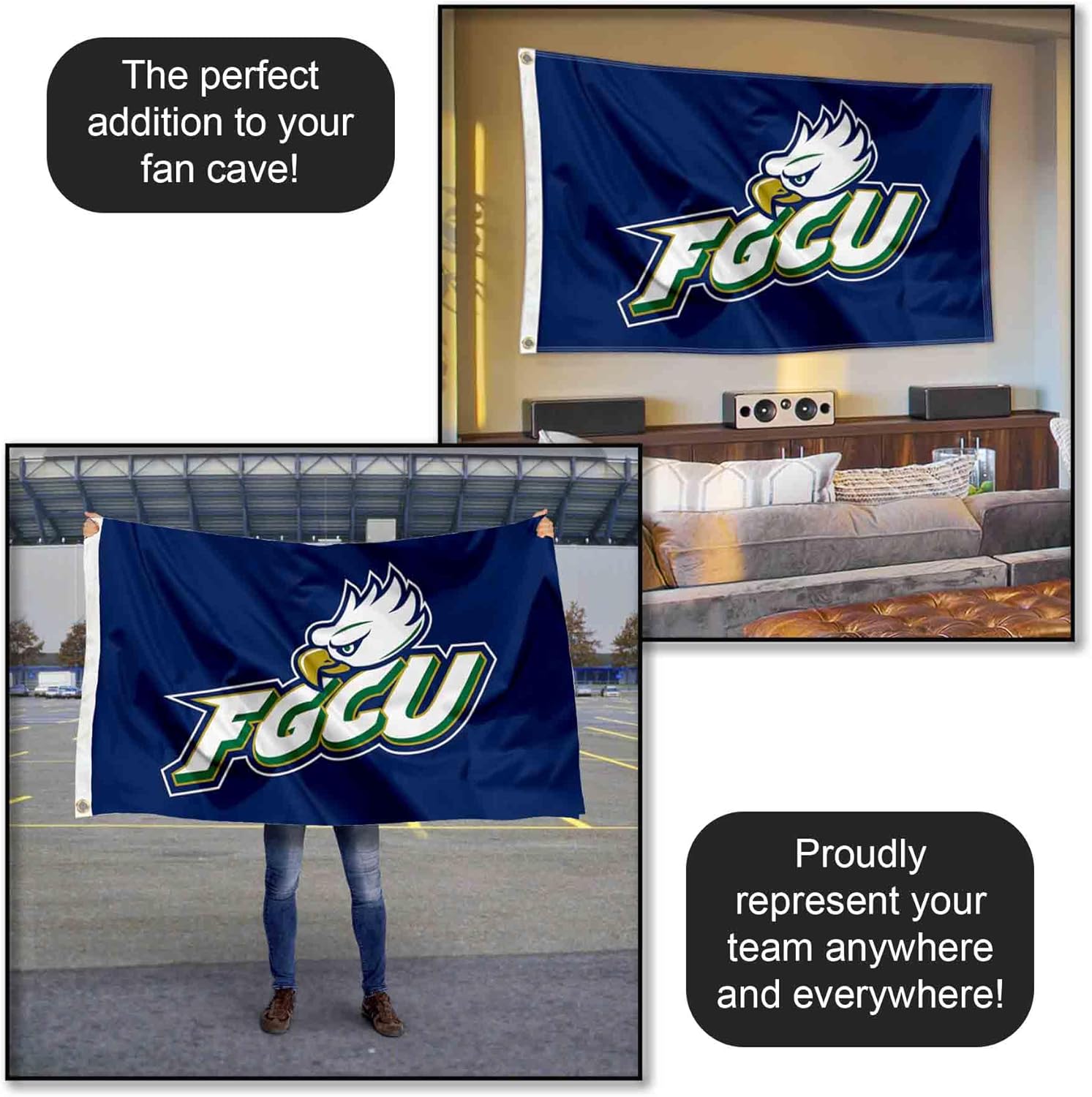 Florida Gulf Coast Eagles Logo Large Grommet Banner Flag - Image 5