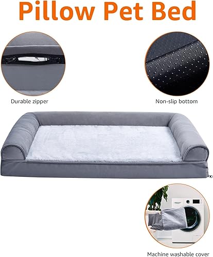 Miniatura 5 de Tienda Basics Sofá cama para perros con espuma de alta calidad, soporte de alivio de presión para perros de hasta 90 libras, funda lavable a
