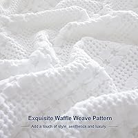 Vista 468 de PHF Fundas de almohada 100% algodón con tejido de gofre de 24 x 24 pulgadas, paquete de 2 fundas cuadradas para decoración elegante del hogar, sin