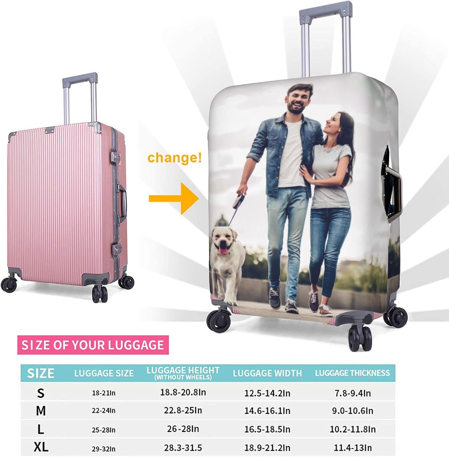 Custom Design Elastic Luggage Cover Personality Suitcase Cover for 18-32inch (XL, fit 29-32 Inch Luggage)