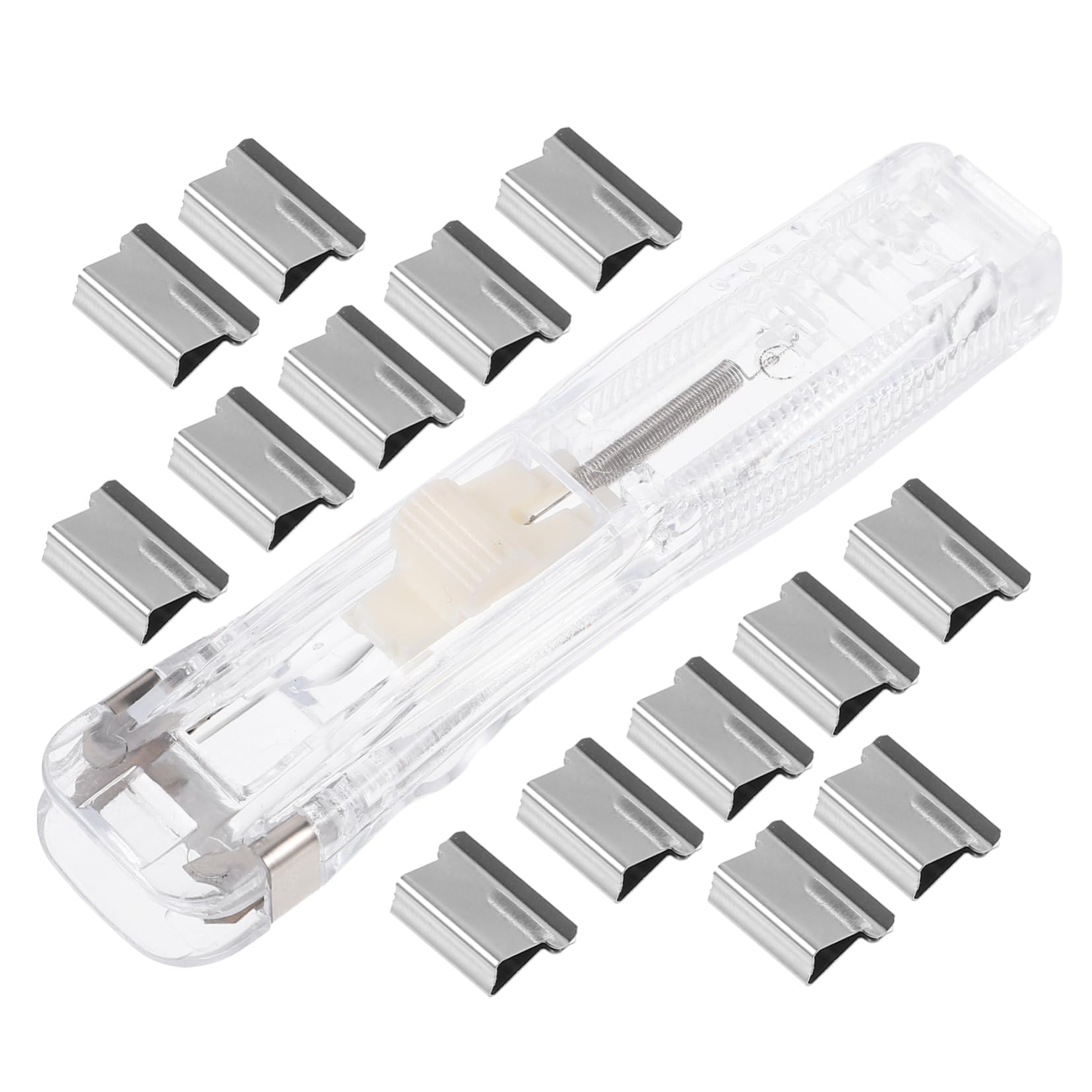 HOMSFOU 5 Set Pusher di cucitrice forniture per ufficio pinzatrice cucitrice compatta da ufficio per scrivania da tavolo a mano distributore di clip Metallo