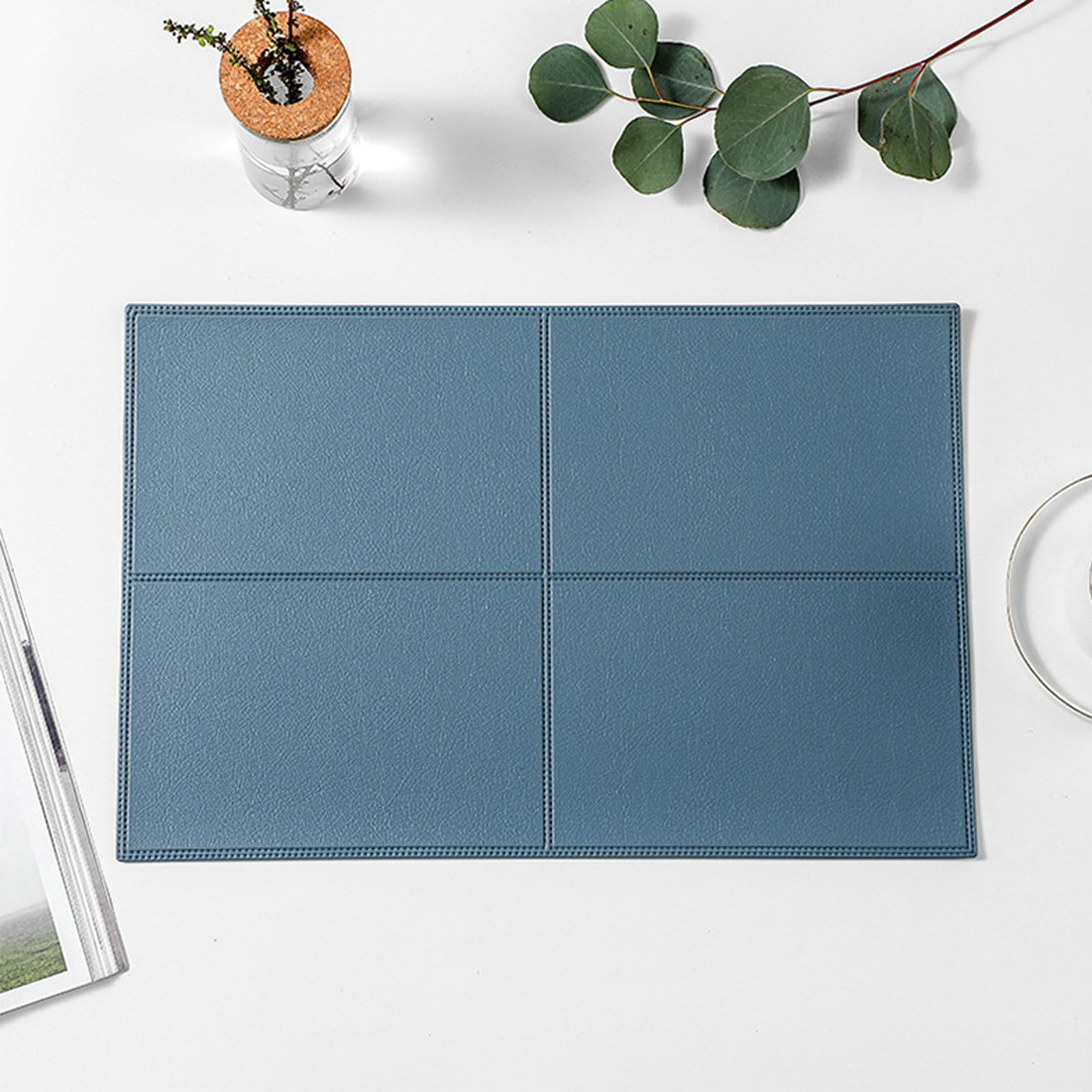 Tischset 6er Set, Platzdeckchen Rechteckig PVC Blau Platzmatten Abwaschbar 45x30cm