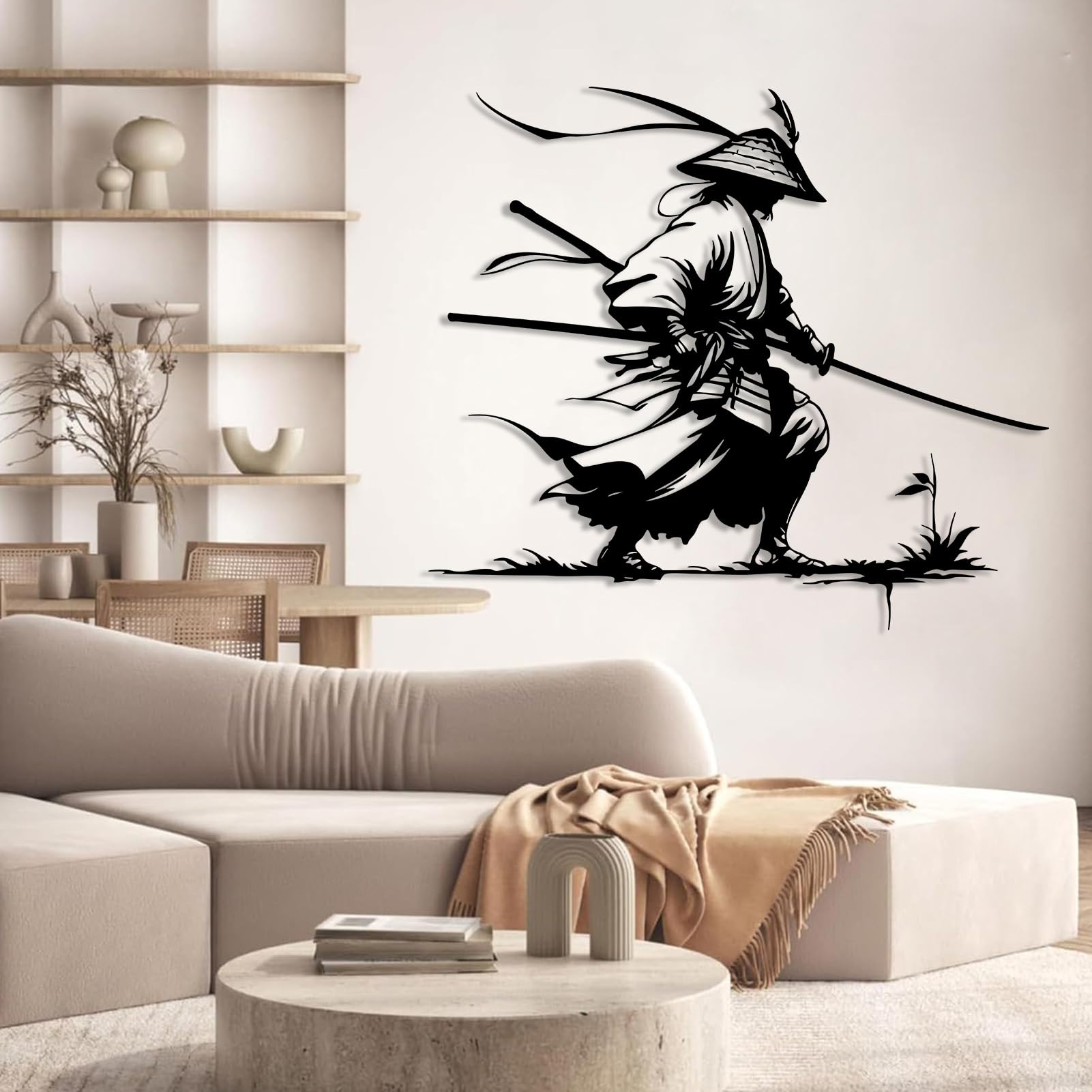 Arte de Pared de Metal samurái, decoración Japonesa, Guerrero Ninja, Regalos para Amantes de Japón, decoración de Sala de Estar