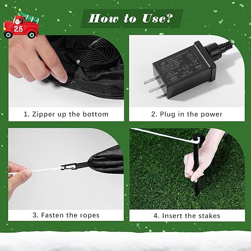 Miniatura 8 de Lewondr - Inflables, decoraciones de patio de Navidad inflables con luz led integrada, impermeable, decoración de Navidad, para camión rojo, para