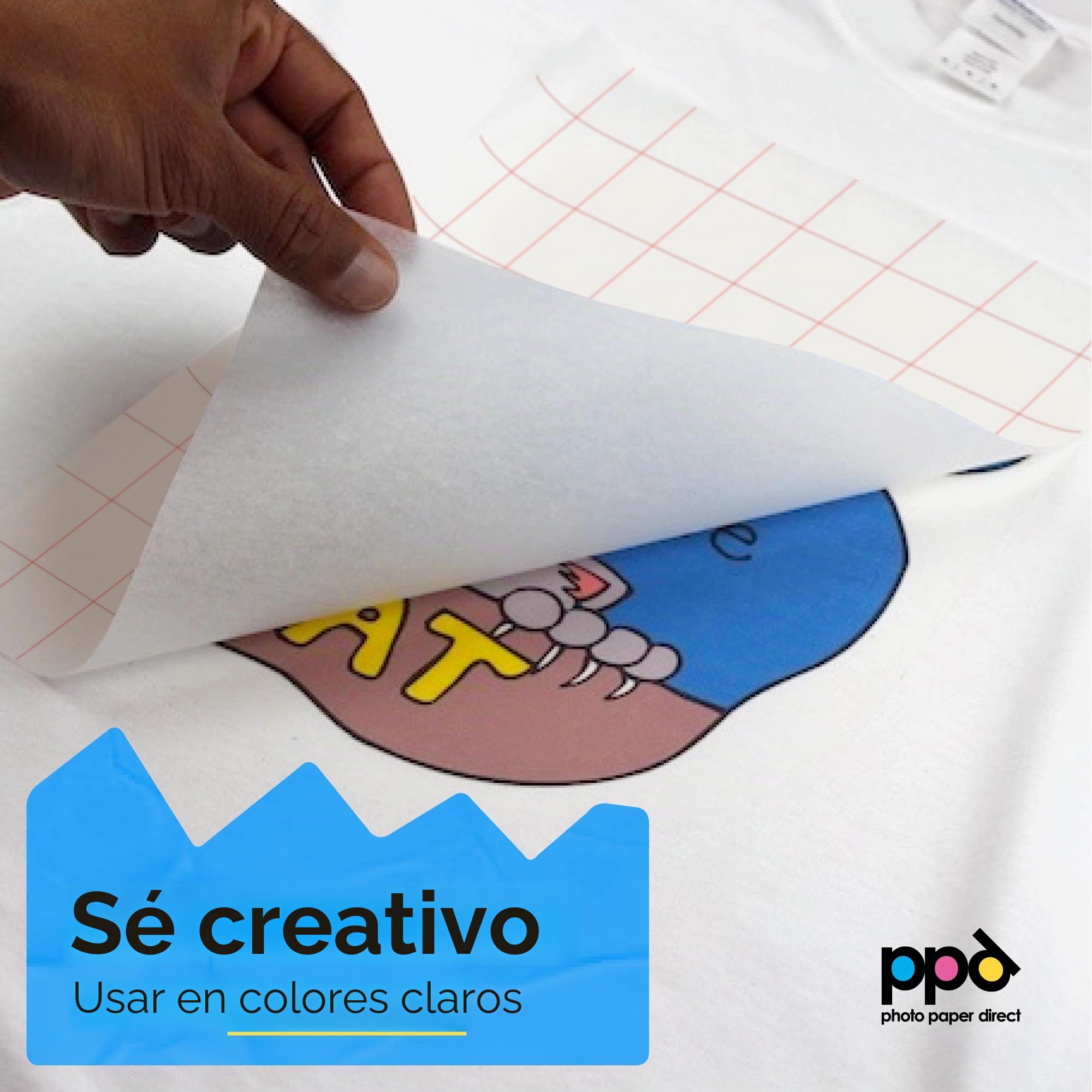 PPD A4 x 10 Hojas de Papel de Transferencia Térmica Para Camisetas, Mascarillas y Tejidos Claros - Para Impresoras de Inyección de Tinta Inkjet - PPD-1-10