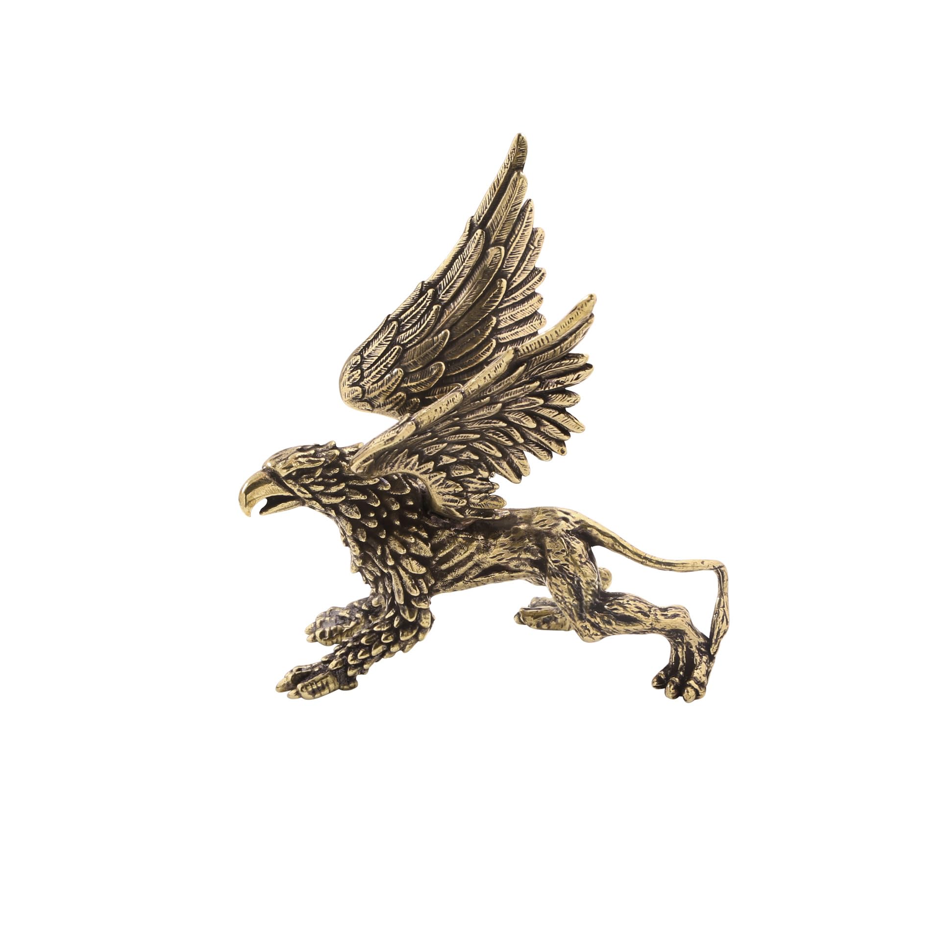 NGDFGR Brass Griffins Miniature Statue,Metal Beasts Flying Dragons Sculpture Desktop Ornament Home Bonsai Micro Landscape Decr Accessories