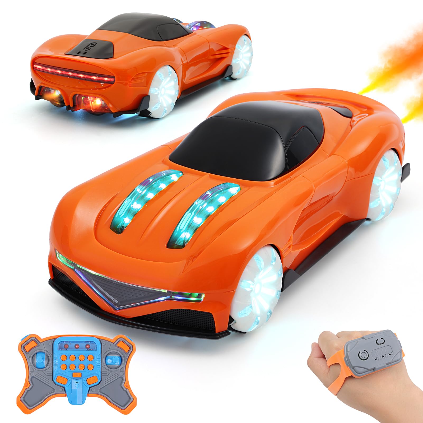 GILI RC Supercar for Kids Ages 3–8 – Dual Control Remote and Gesture – LED Lights 360 Spin Drift – Beginner Friendly – Exciting Birthday for Boys &amp; Girls