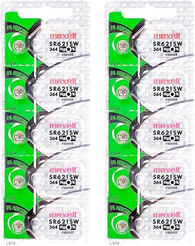 Paquete de 10 baterías de holograma de óxido de plata Maxell 364 SR621SW