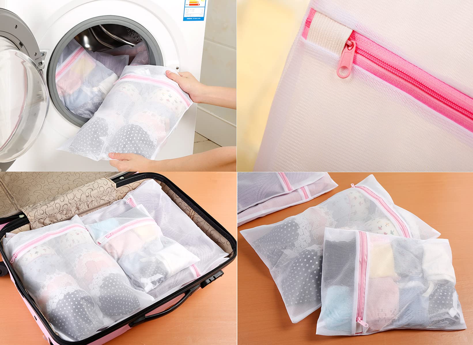 Grande borsa per il lavaggio della biancheria, rete per organizer in rete, reggiseno sporco, calzini, biancheria intima, scarpe, custodia per lavatrice, vesti  15