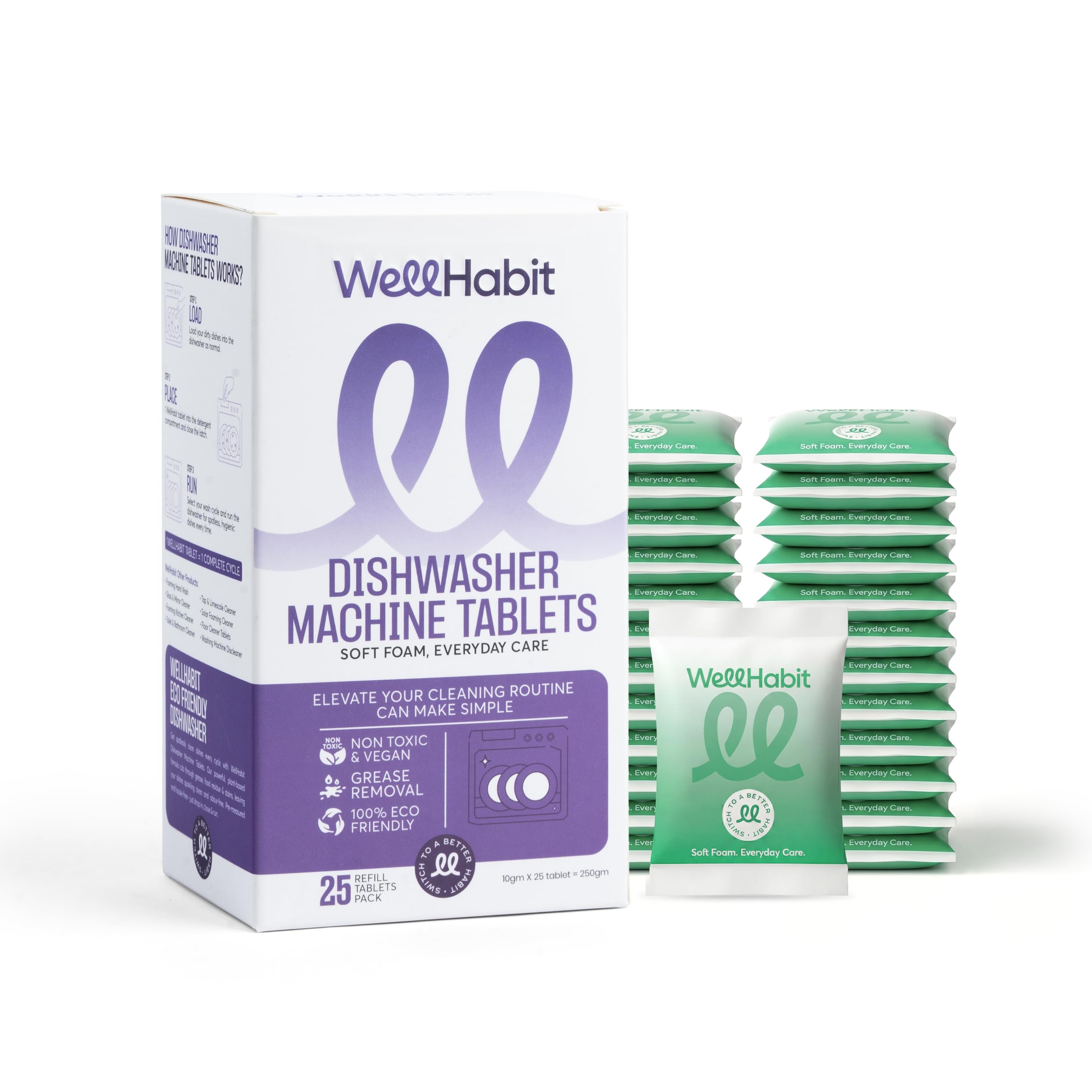 Dishwasher Machine Tablets 25 Tablets Pack | Powerful Grease Removal | Cuts Tough Oil & Food Stains | Non Toxic & Vegan | Eco Friendly Dishwasher Cleaning Tablets-image-20