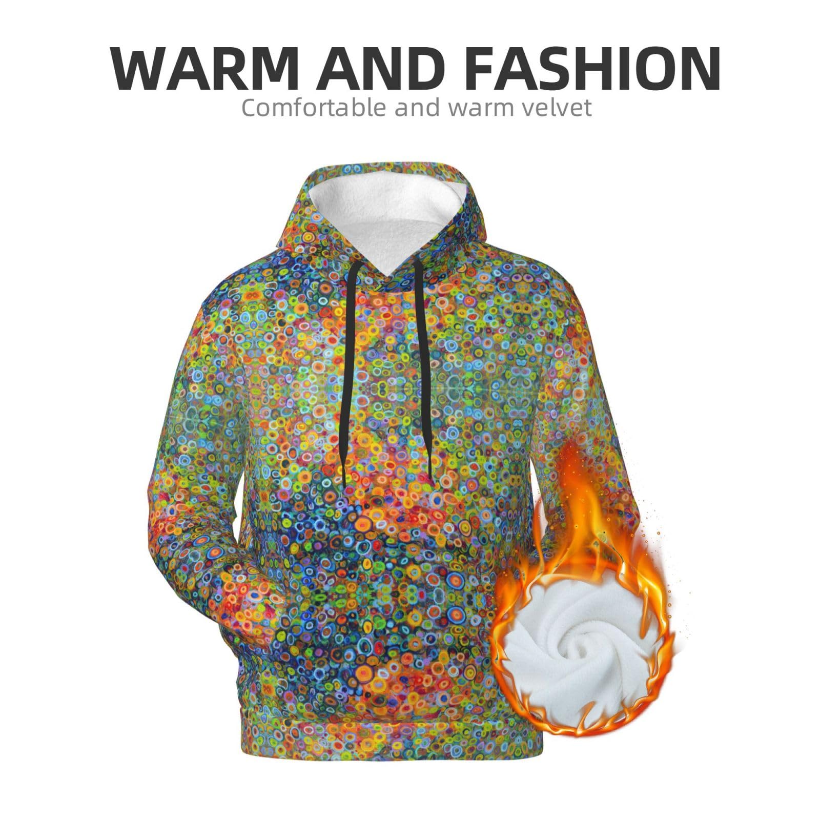 Męska bluza z kapturem z kolorowym nadrukiem, casualowa grafika z nadrukiem bluzy z kapturem z kieszenią