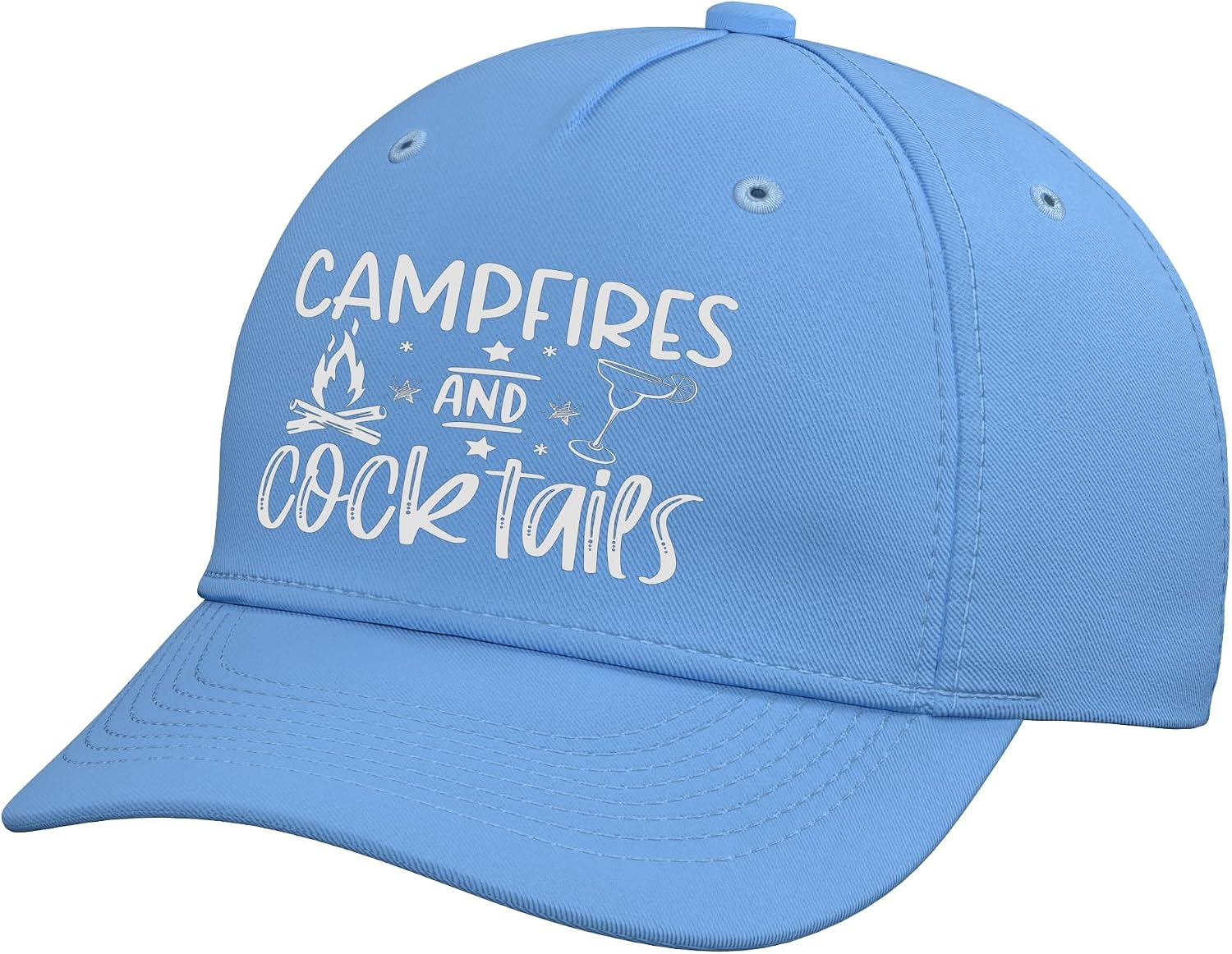 Campfires and Cocktails Funny Camper Camping Funny Drinking Adjustable Baseball Hat