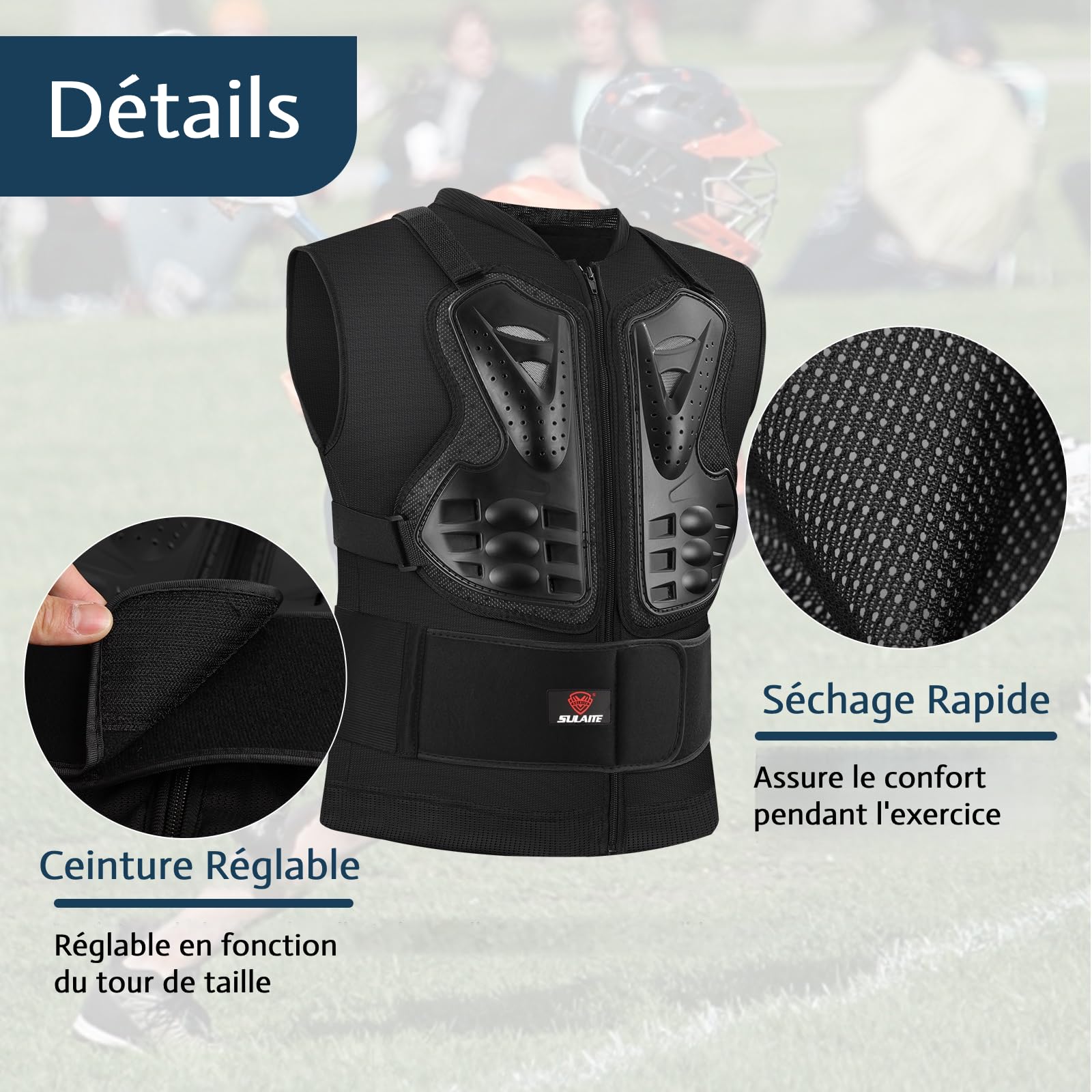 Armure Moto Vélo Dorsale Moto Homme Femme Plastron VTT Pare Pierre Moto Cross Protection Equipement pour Cyclisme Sports Extérieur