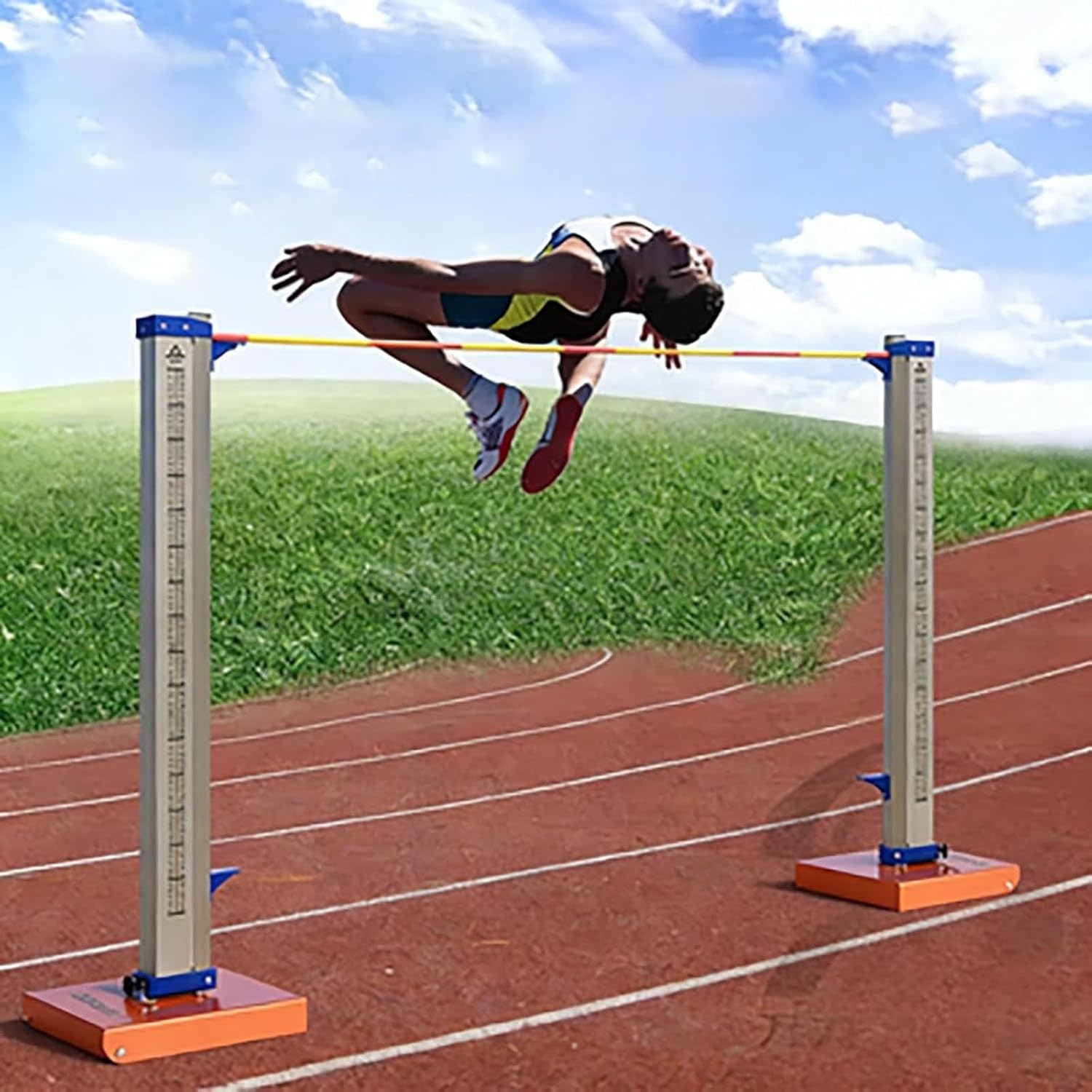 Portable Aluminum Track and Field High Jump Standards Professional Track & Field High Jump Standard，Aluminum Jumping Measuring Stick Training Aid, Pair
