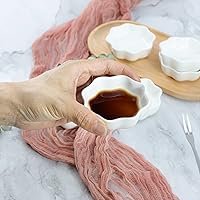 Vista 5 de SOCOSY Plato de cerámica multiusos en forma de flor, platos para condimentos, platos para sushi, aperitivos, platos para servir platos (juego de 4)