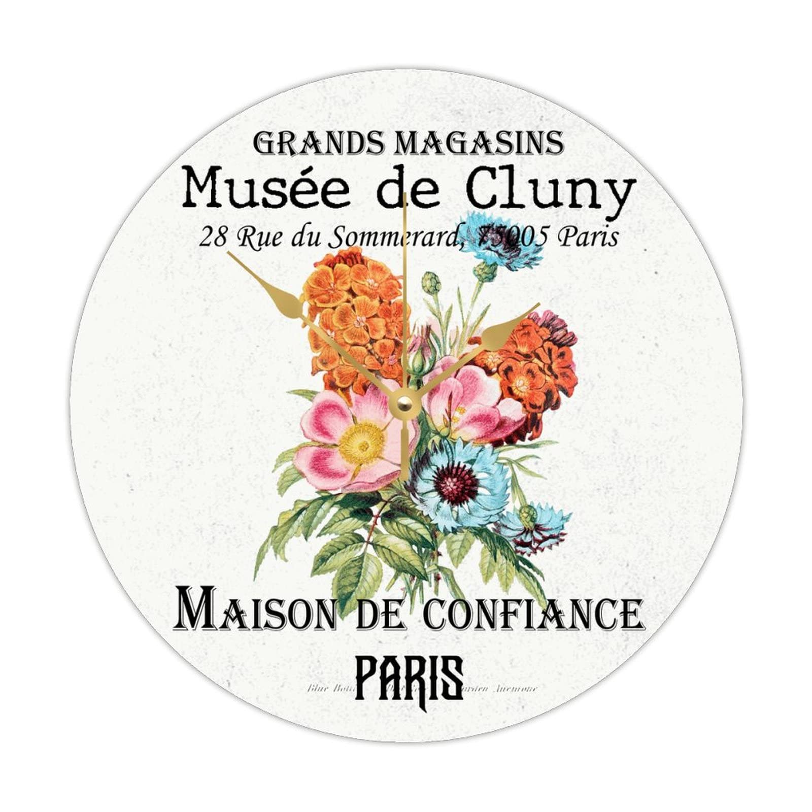 Horloge murale décorative en bois motif floral format 38cm montre suspendue silencieuse maison