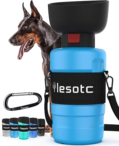 lesotc - Botella de agua para perros, dispensador de agua portátil de viaje a prueba de fugas, botella para mascotas sobre la marcha, accesorios de