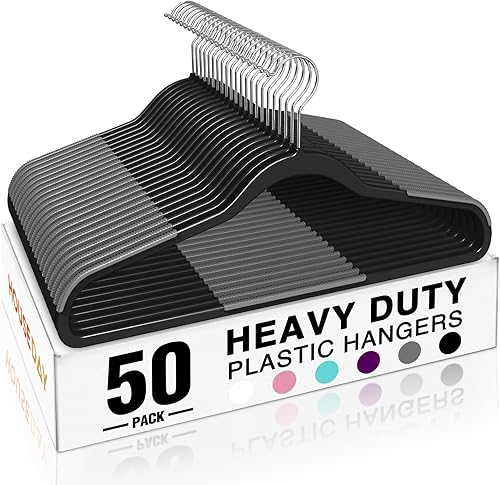 Miniatura 15 de HOUSE DAY - Ganchos de plástico resistentes de 60 unidades, ganchos antideslizantes para ropa con almohadillas de goma y gancho de 360° - Delgados