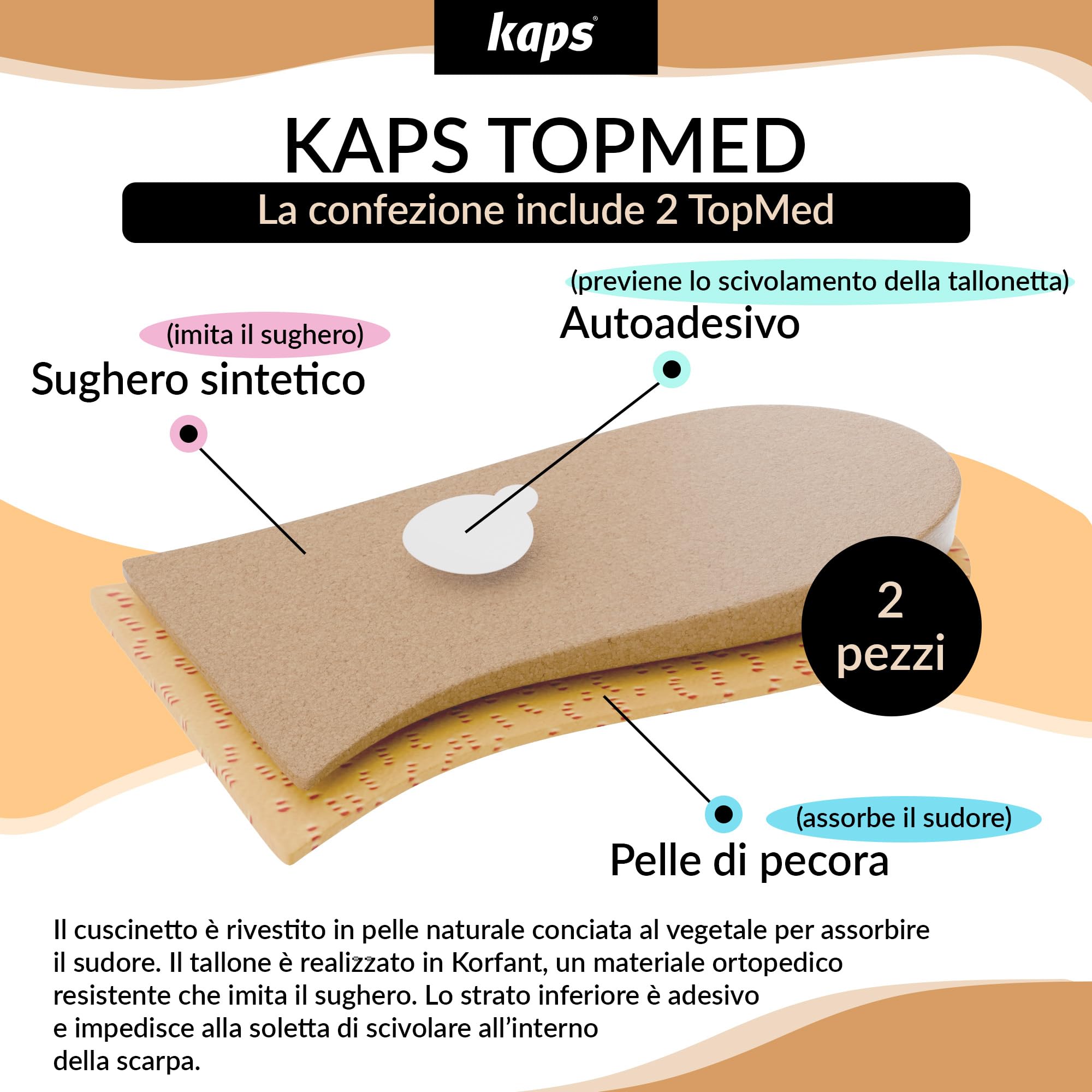 Elevatore per Tallone, Rialzo per Tallone, Zeppa Ortotica, Pad per Scarpe, Molte Larghezze e Spessori, Copertura in Pelle, Topmed, Fornito a NHS, 2 Pezzi Sinistra e Destra