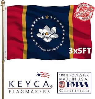 Mississippi Flag 3x5 FT 100% Made in The USA-Heavy Duty Vibrant Colors Double Sided Mississippi State Magnolia Flag with 2 Brass Grommets for Home/Company/Indoor Outdoor Decoration