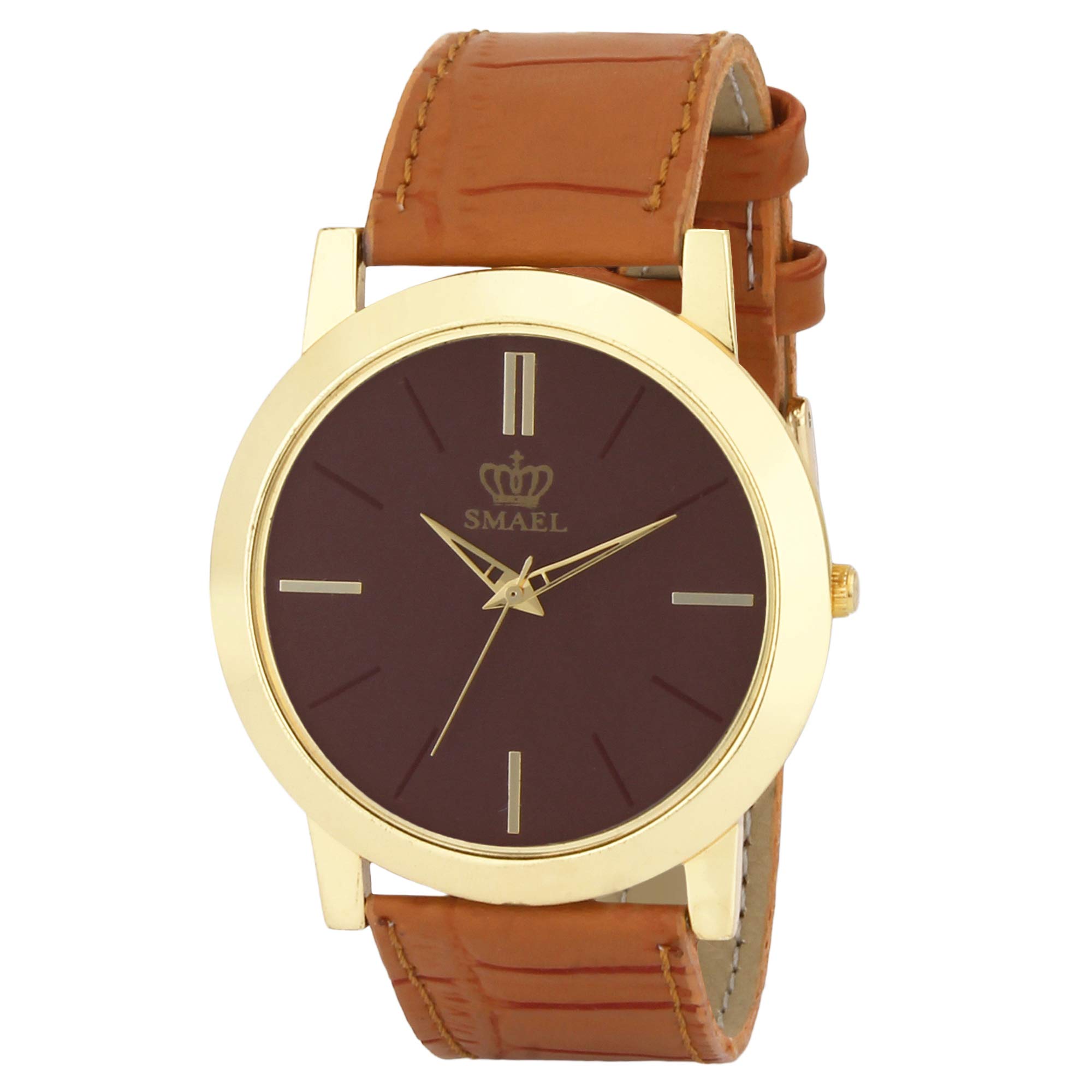 SMAEL Slim Series Brown Dial IGP Gold Slim Case Analogue Mens and Boys Wrist Watch (CSM31) (B07MF6XYKH) Amazon Price History, Amazon Price Tracker