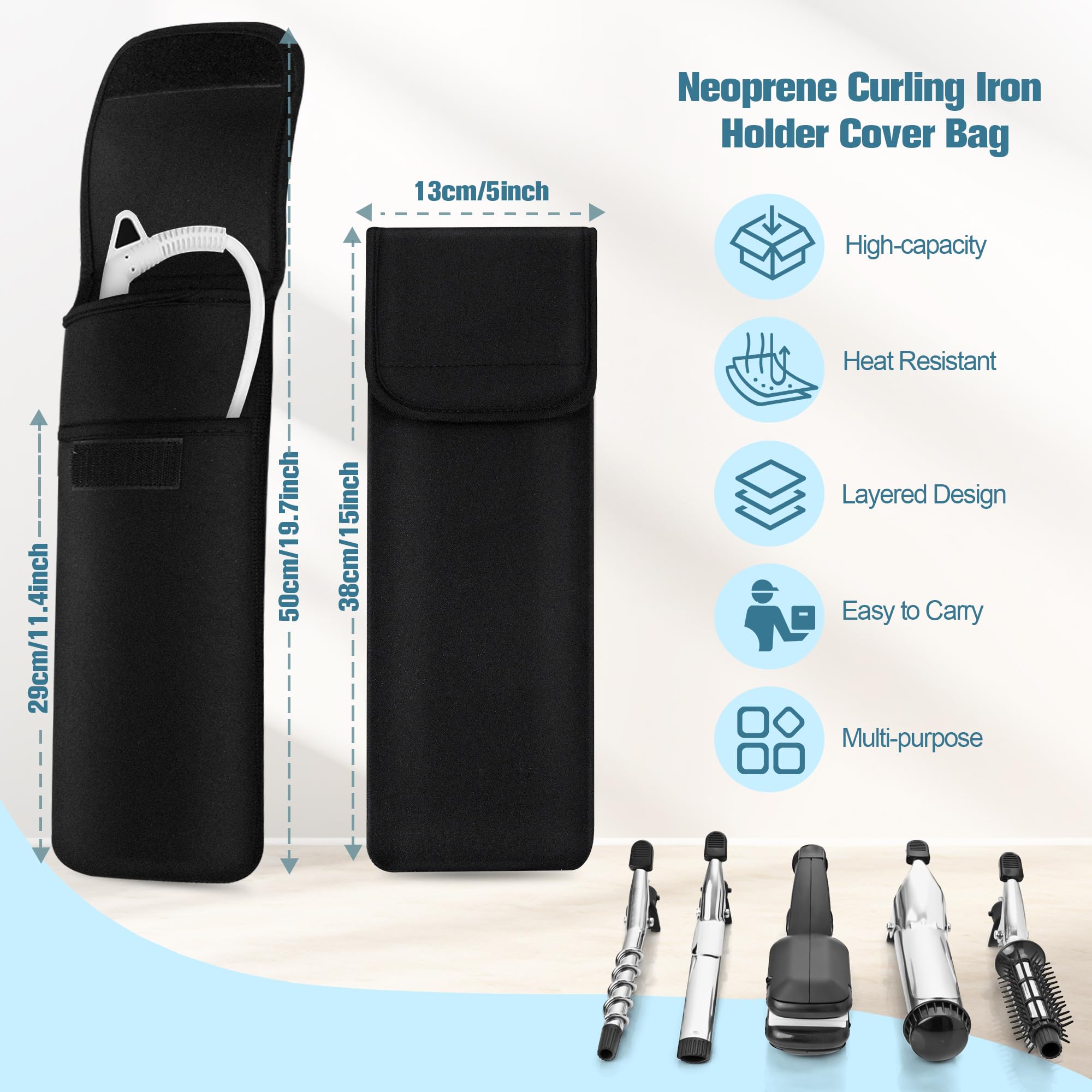 BASELIFE Funda de neopreno impermeable para plancha de pelo
