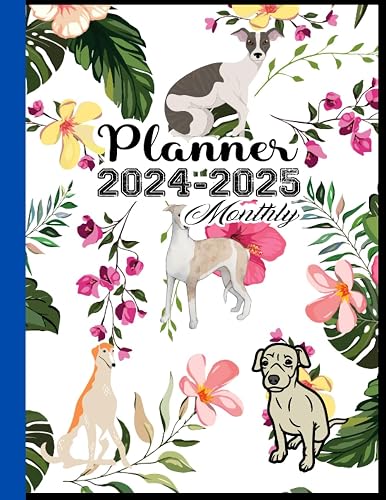 Whippet Gift: Whippets Pattern Monthly Planners: Two (2) Years Monthly Planner &amp; Personal Scheduler, Logbook with 24 Months Calendar