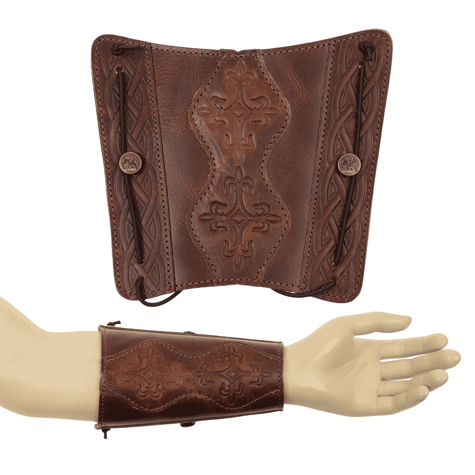 elToro Prime Brea, Flanched Plate | Armschutz aus hochwertigem Leder mit Ornament Zubehör Bogenschießen Pfeil und Bogen