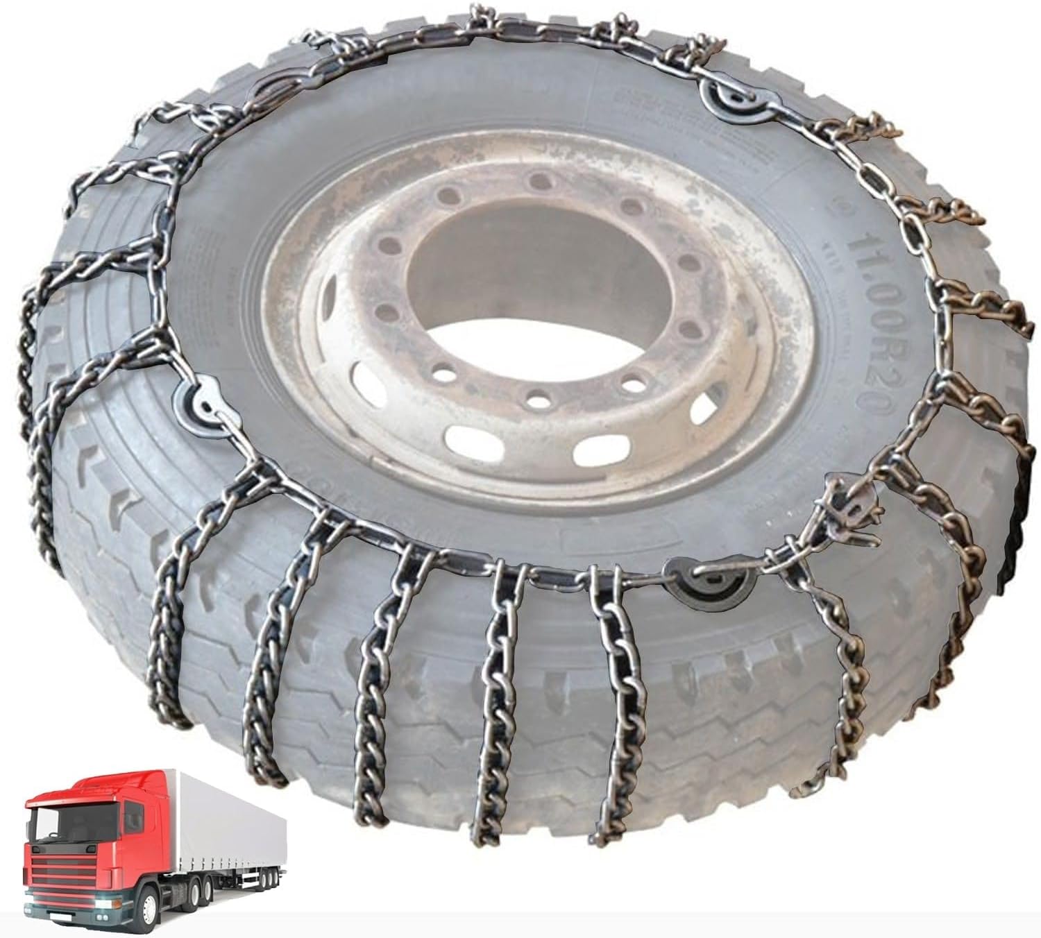 Set of 2 9mm Snow Chains for Trucks & SUV – Reinforced Anti-Skid Chains –Easy On and Off for Ice Snow and Mud Road 6.50-16 9mm 8.25-20