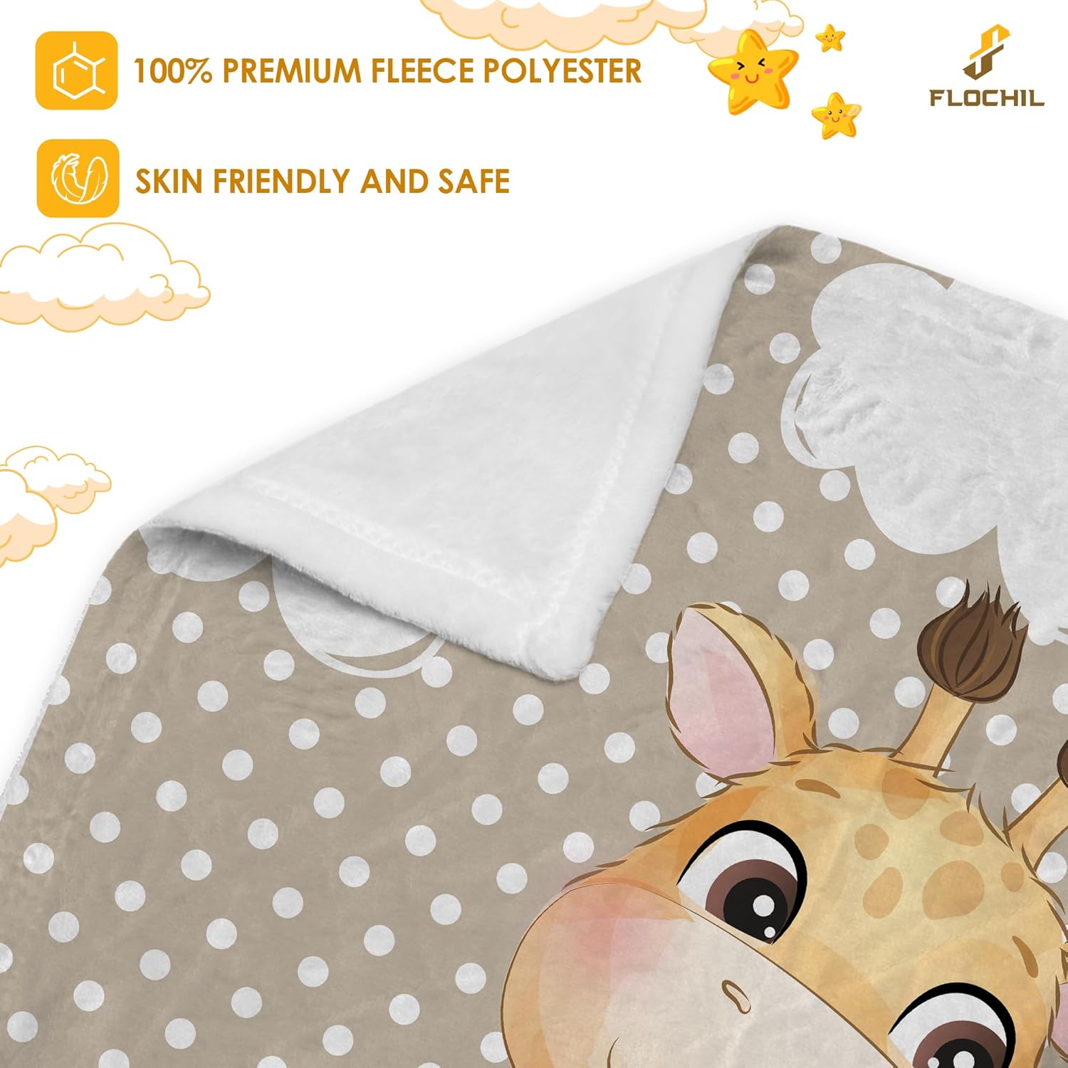 FLOCHIL Personalized Baby Blanket for Boys, Custom Baby Blanket with Name, Customized Giraffe Baby Blanket, Gift for Baby Shower, Toddler, Babies, Newborn - Image 4